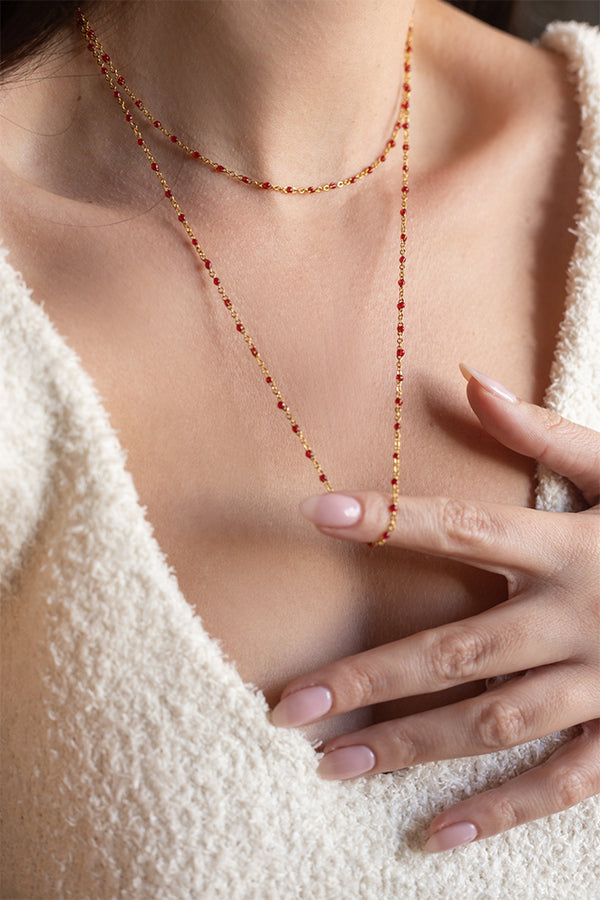 Rosario Necklace Red - ELINART