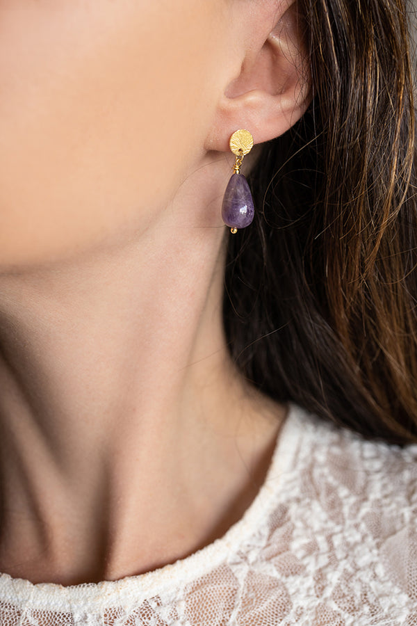 Amethyst Drop Earrings 925° - ELINART