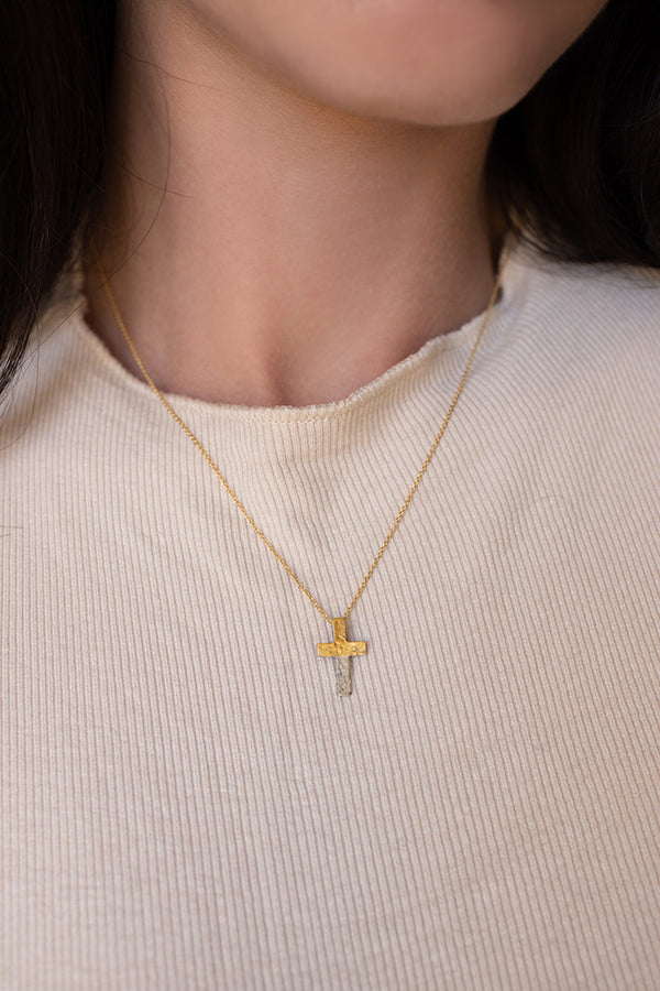 κολιε-σταυρος-διχρωμος