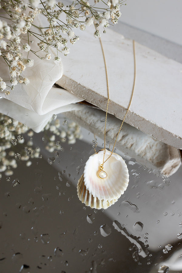 Moonstone Drop Necklace 925° - ELINART