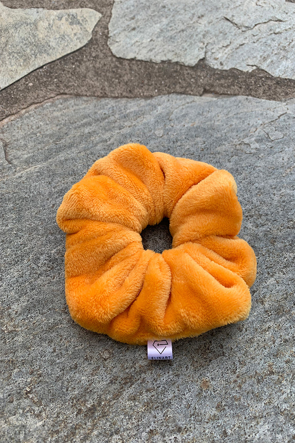 Χειροποίητο Scrunchie Γουνάκι Κίτρινο - ELINART