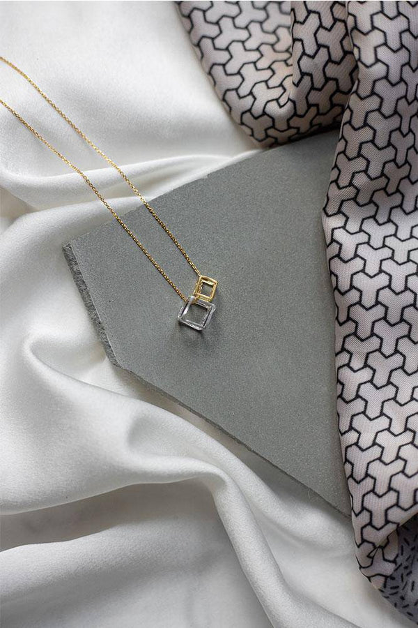 3d Cube Necklace 925° - Elinart
