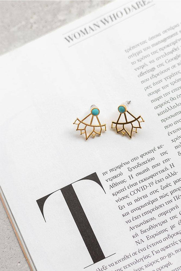 Lotus Ear Jackets Aqua - Elinart