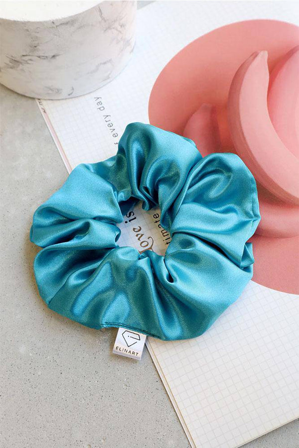 Χειροποίητο Scrunchie Πετρόλ - Elinart