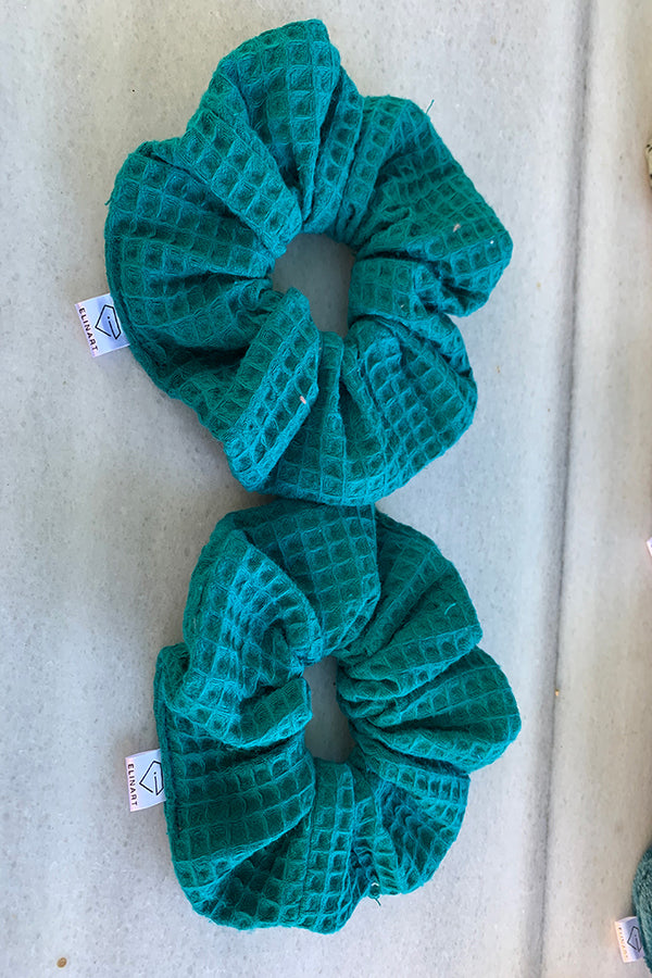 Χειροποίητο Scrunchie Πικέ Πετρόλ - Elinart