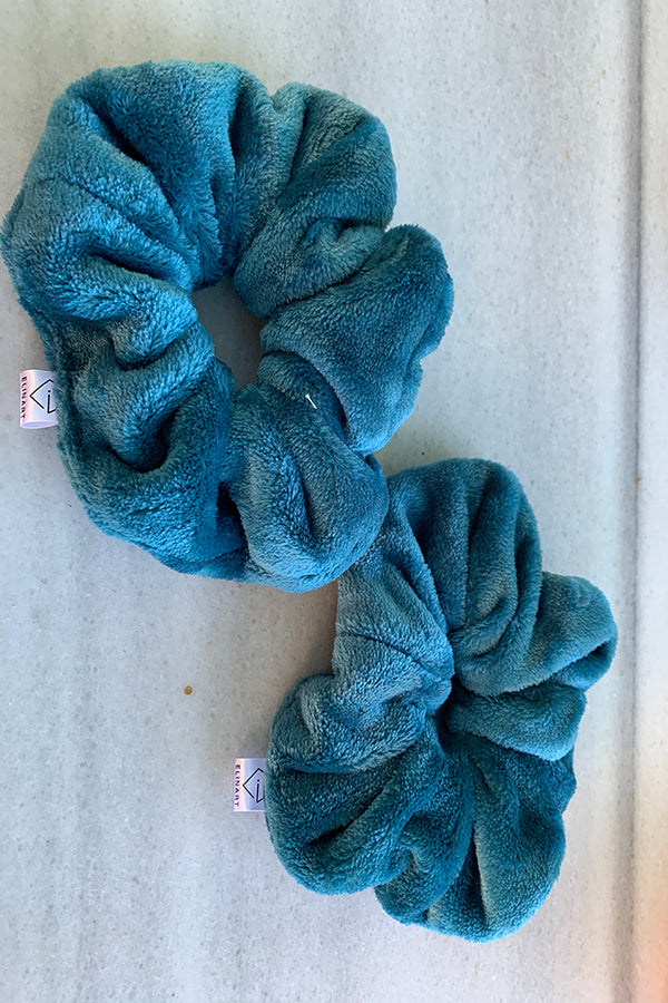 Χειροποίητο Scrunchie Γουνάκι Πετρόλ - Elinart