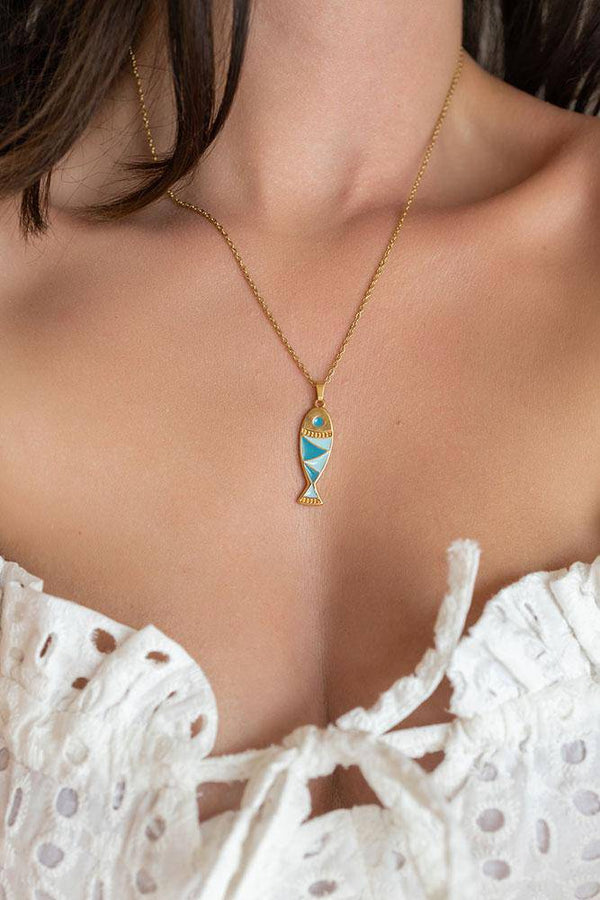 Blue Fish Necklace - Elinart